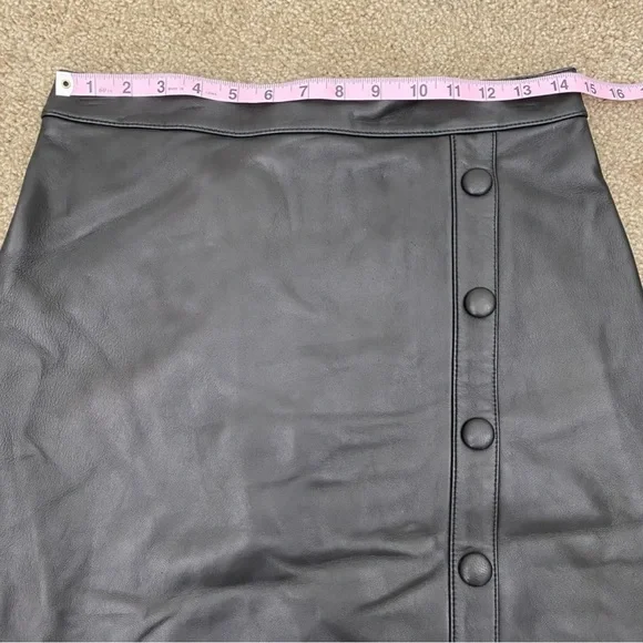 Nordstrom Black Button-Detail leather Skirt - Picture 3 of 3